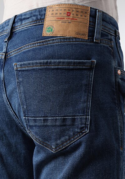 اعرض التفاصيل لـ سليم  خصر منخفض ضيق الساق جينز نيلي للرجال