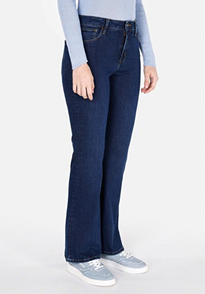 صورة من عادي الخصر حذاء نسائي بنطلون جينز نيلي غامق