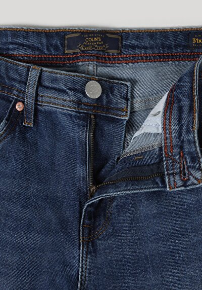 اعرض التفاصيل لـ سليم  خصر منخفض ضيق الساق جينز نيلي للرجال