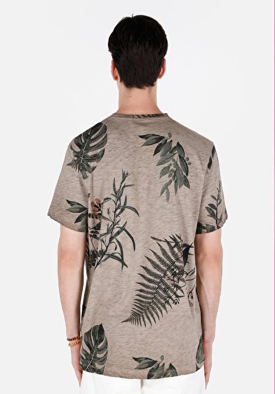 اعرض التفاصيل لـ   رقبة مستديرة مطبوعة رجالي رمادي كم قصير تي شيرت