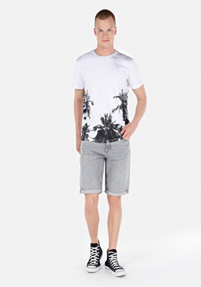 صورة من رقبة مستديرة مستقيم تي شيرت رجالي متعدد الألوان بأكمام قصيرة