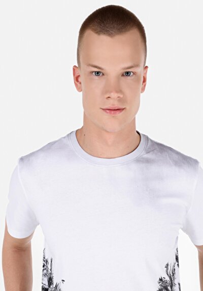 صورة من رقبة مستديرة مستقيم تي شيرت رجالي متعدد الألوان بأكمام قصيرة