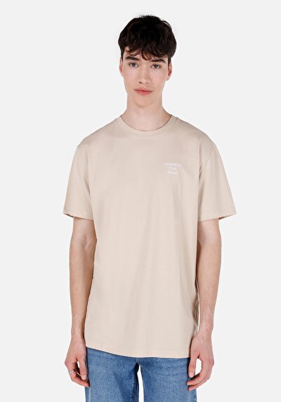 صورة من كومفورت فيت رقبة مستديرة مستقيم رجالي بيج كم قصير تي شيرت