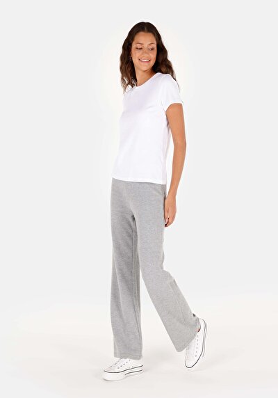 اعرض التفاصيل لـ عادي مناسب متوسط الخصر نسائي بنطلون رياضي رمادي