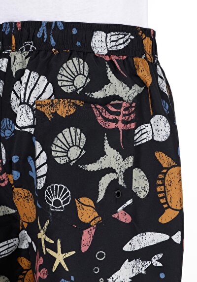 اعرض التفاصيل لـ عادي فيت شورت سباحة أسود للرجال