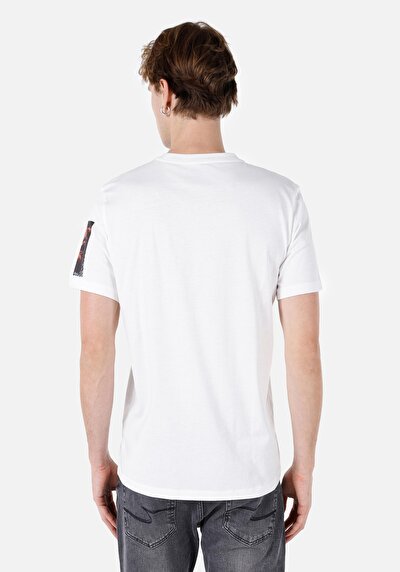 اعرض التفاصيل لـ   رقبة مستديرة مستقيم تي شيرت أبيض بأكمام قصيرة للرجال