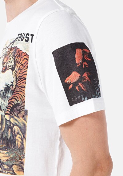 اعرض التفاصيل لـ   رقبة مستديرة مستقيم تي شيرت أبيض بأكمام قصيرة للرجال