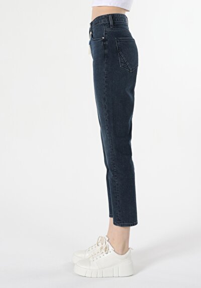 اعرض التفاصيل لـ نحيف قصة منتصف الخصر نحيف الساق النسائية جينز نيلي غامق