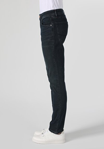 اعرض التفاصيل لـ مستقيم  خصر منخفض مستقيم الساق الجينز الداكن للرجال