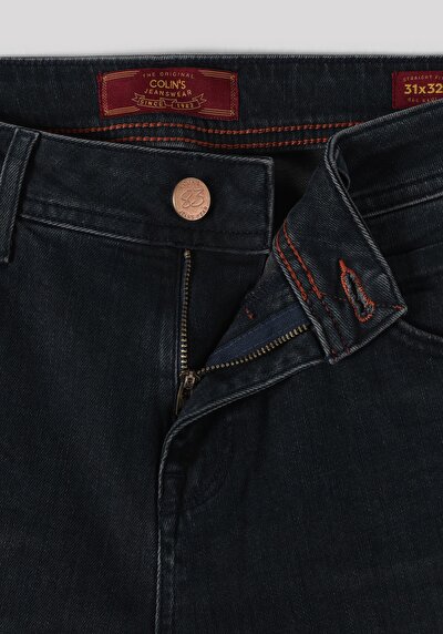 اعرض التفاصيل لـ مستقيم  خصر منخفض مستقيم الساق الجينز الداكن للرجال