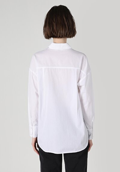 اعرض التفاصيل لـ أبيض للنساء قميص  كم طويل