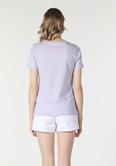 اعرض التفاصيل لـ أرجواني للنساء تي شيرت بأكمام قصيرة