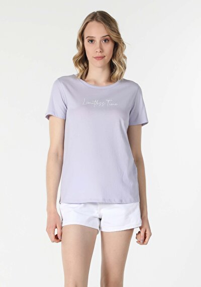 اعرض التفاصيل لـ أرجواني للنساء تي شيرت بأكمام قصيرة