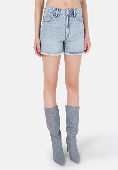 صورة من أمي فيت الخصر العالي نسائي نيلي جان شورت