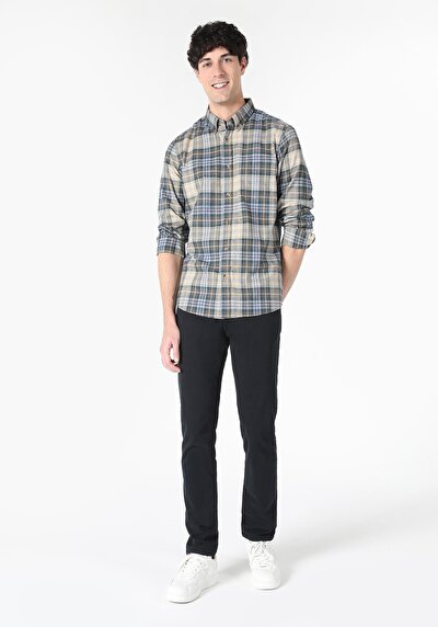 اعرض التفاصيل لـ أزرق للرجال قميص  كم طويل