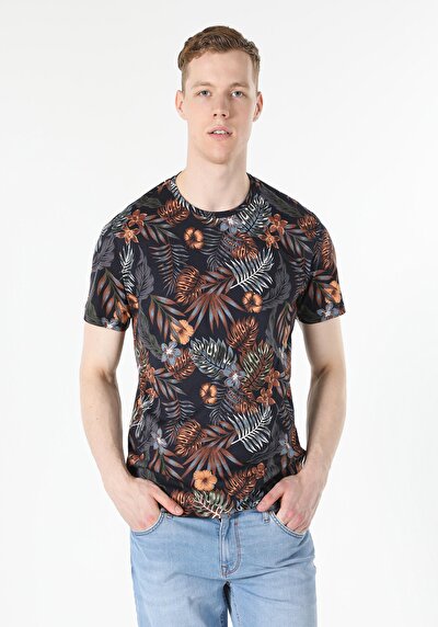 اعرض التفاصيل لـ أزرق بحري للرجال تي شيرت بأكمام قصيرة