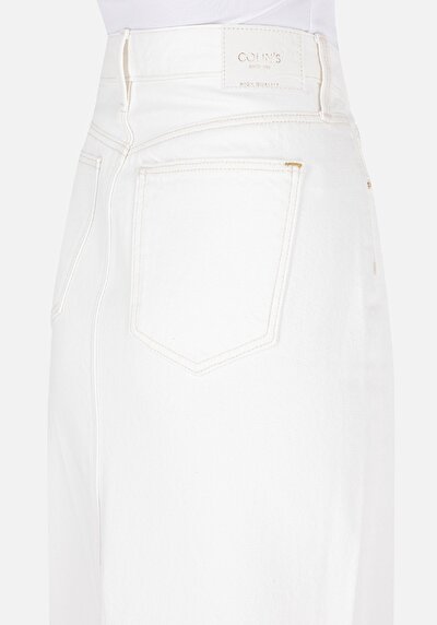 اعرض التفاصيل لـ ضيق  مستقيم سحاب نسائي تنورة بيضاء