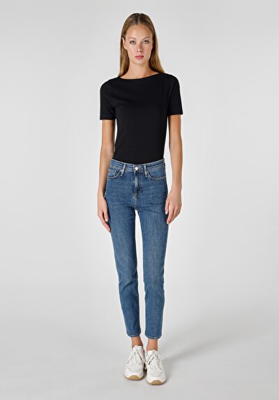 صورة من نحيف   الخصر مستقيم الساق الجينز النسائي