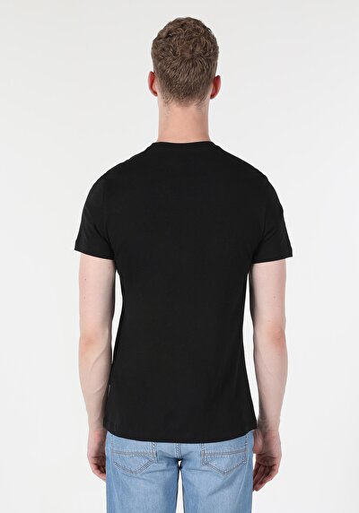 اعرض التفاصيل لـ أسود للرجال تي شيرت بأكمام قصيرة