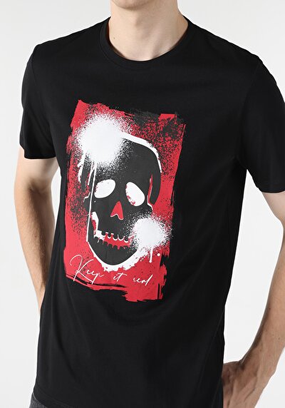 اعرض التفاصيل لـ عادي مقاس رقبة مستديرة مستقيم رجالي أسود كم قصير تي شيرت