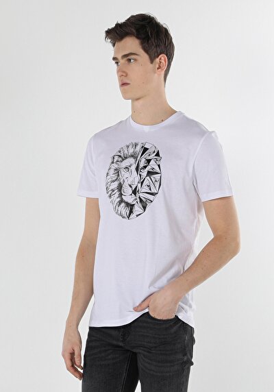 صورة من أبيض للرجال تي شيرت بأكمام قصيرة