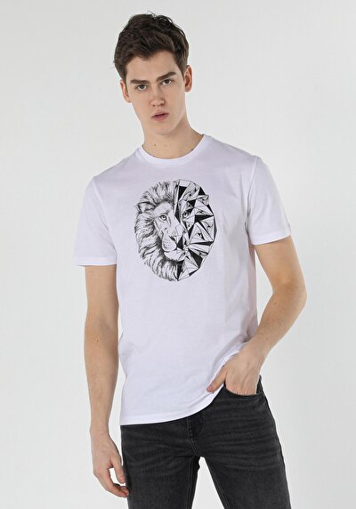 اعرض التفاصيل لـ أبيض للرجال تي شيرت بأكمام قصيرة