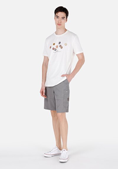 صورة من كومفورت فيت متوسط الخصر مستقيم شورت رجالي رمادي