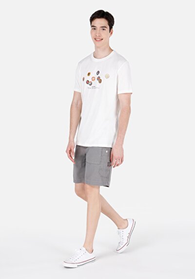 اعرض التفاصيل لـ كومفورت فيت متوسط الخصر مستقيم شورت رجالي رمادي