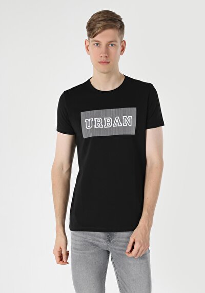 صورة من ضيق قصة رقبة مستديرة مستقيم رجالي أسود كم قصير تي شيرت