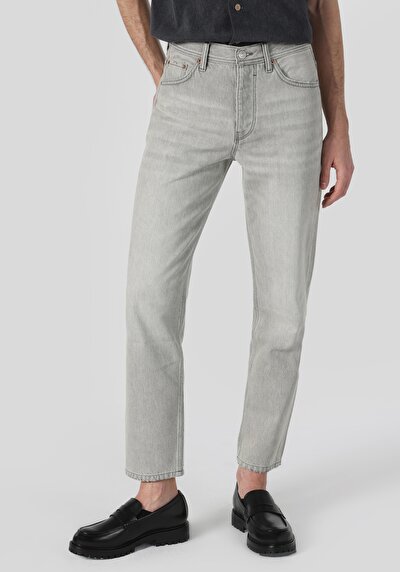 اعرض التفاصيل لـ فضفاض مستقيم   الخصر مستقيم الساق الجينز الرمادي للرجال