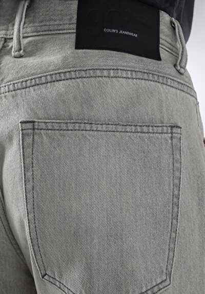 اعرض التفاصيل لـ فضفاض مستقيم   الخصر مستقيم الساق الجينز الرمادي للرجال