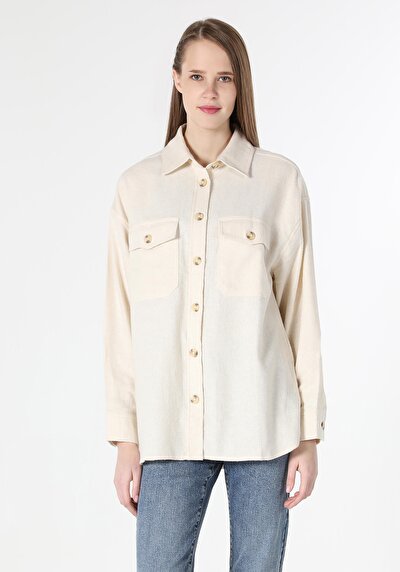 اعرض التفاصيل لـ بيج فاتح للنساء قميص  كم طويل