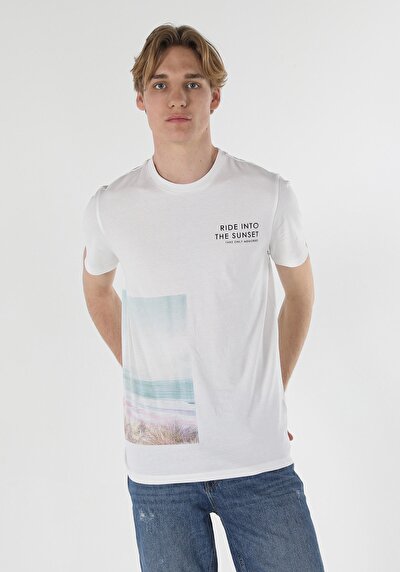 اعرض التفاصيل لـ أبيض للرجال تي شيرت بأكمام قصيرة