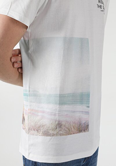 اعرض التفاصيل لـ أبيض للرجال تي شيرت بأكمام قصيرة