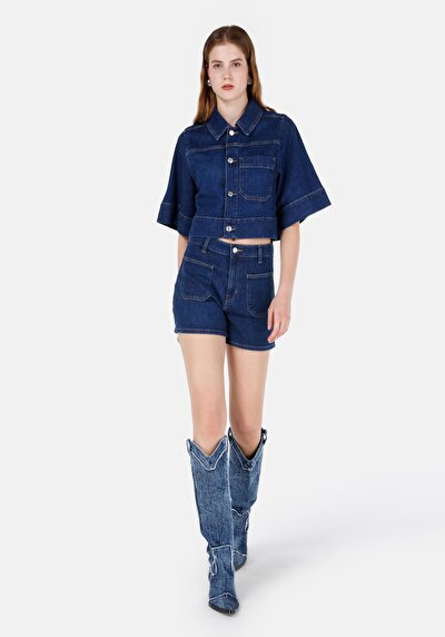 صورة من مام فيت خصر عالي نسائي شورت جان أسود