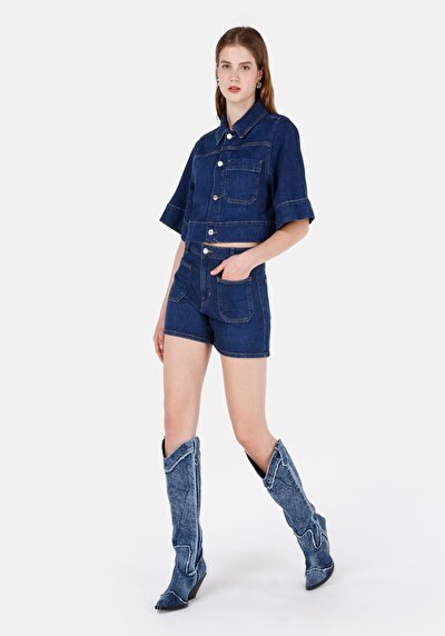 صورة من مام فيت خصر عالي نسائي شورت جان أسود