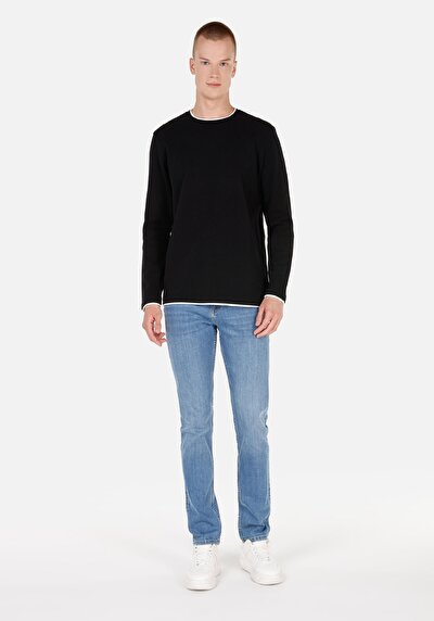 اعرض التفاصيل لـ   رقبة مستديرة مستقيم رجالي أسود كم طويل تي شيرت