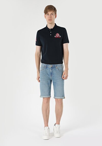 اعرض التفاصيل لـ مستقيم  خصر منخفض للرجال الدنيم جينز شورت