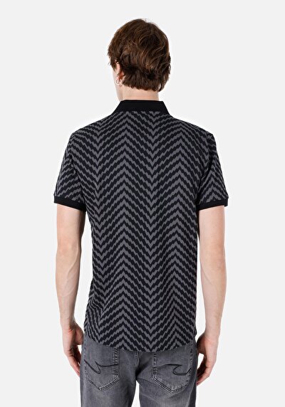 اعرض التفاصيل لـ عادي رقبة بولو رجالي أسود كم قصير تي شيرت