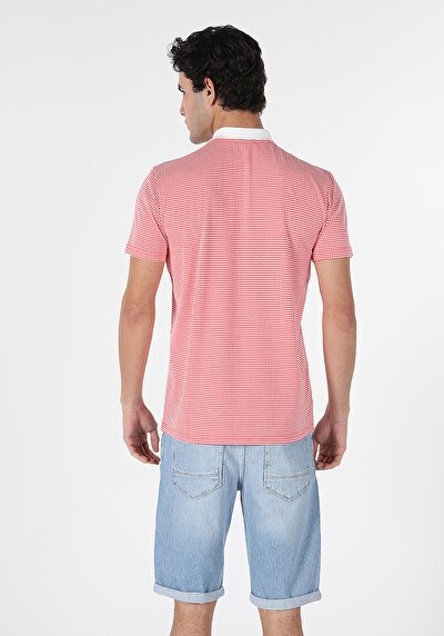 صورة من بولو الرقبة مستقيم رجالي أحمر كم قصير تي شيرت