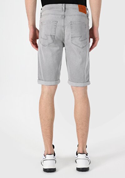 اعرض التفاصيل لـ مستقيم  خصر منخفض رجالي شورت جينز رمادي