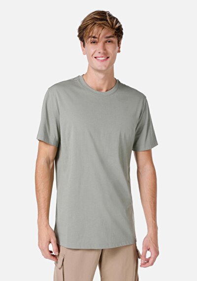 صورة من كومفورت فيت رقبة مستديرة مستقيم رجالي أخضر كم قصير تي شيرت