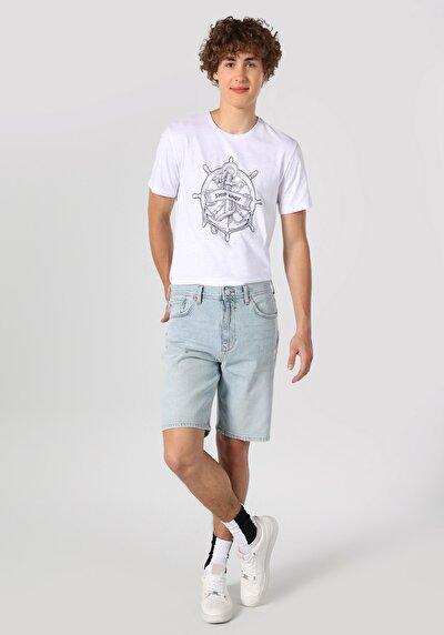 صورة من فضفاض   الخصر مستقيم رجالي نيلي جان شورت