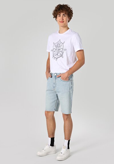 اعرض التفاصيل لـ فضفاض   الخصر مستقيم رجالي نيلي جان شورت