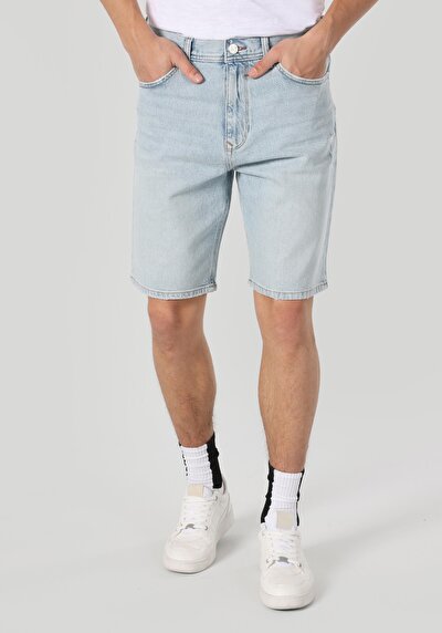 صورة من فضفاض الخصر مستقيم رجالي نيلي جان شورت