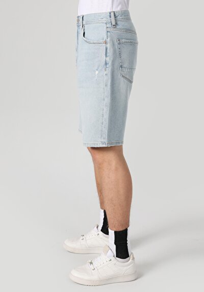 اعرض التفاصيل لـ فضفاض   الخصر مستقيم رجالي نيلي جان شورت