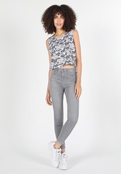 صورة من سوبر سليم   الخصر ضيق الساق الجينز النيلي للنساء