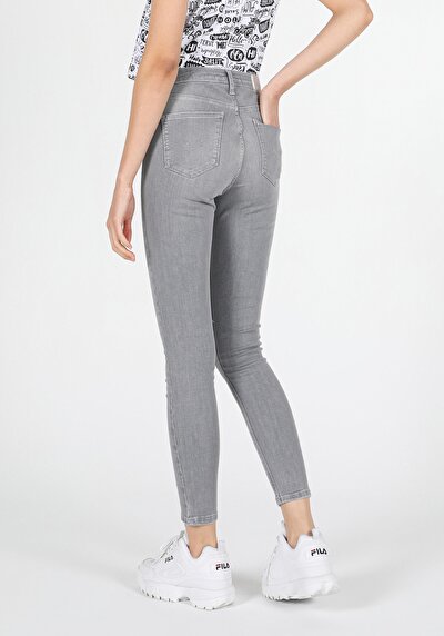 صورة من سوبر سليم الخصر ضيق الساق الجينز النيلي للنساء