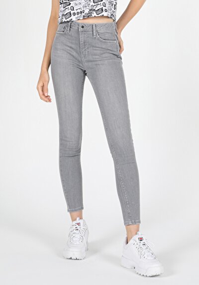 اعرض التفاصيل لـ سوبر سليم   الخصر ضيق الساق الجينز النيلي للنساء