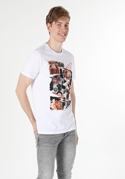 صورة من أبيض للرجال تي شيرت بأكمام قصيرة